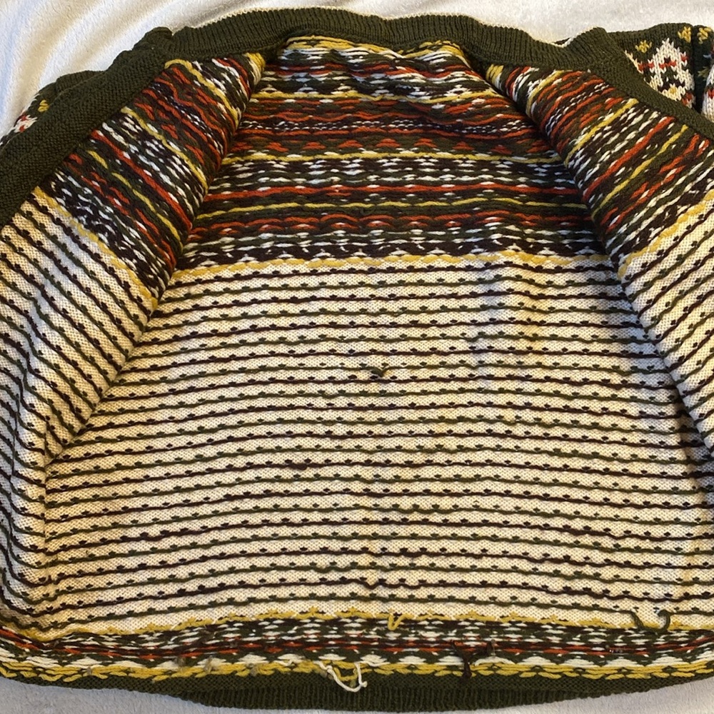 Vintage wool hand knit Norwegian Scandinavian cardigan sweater Sz L unisex - Picture 10 of 10